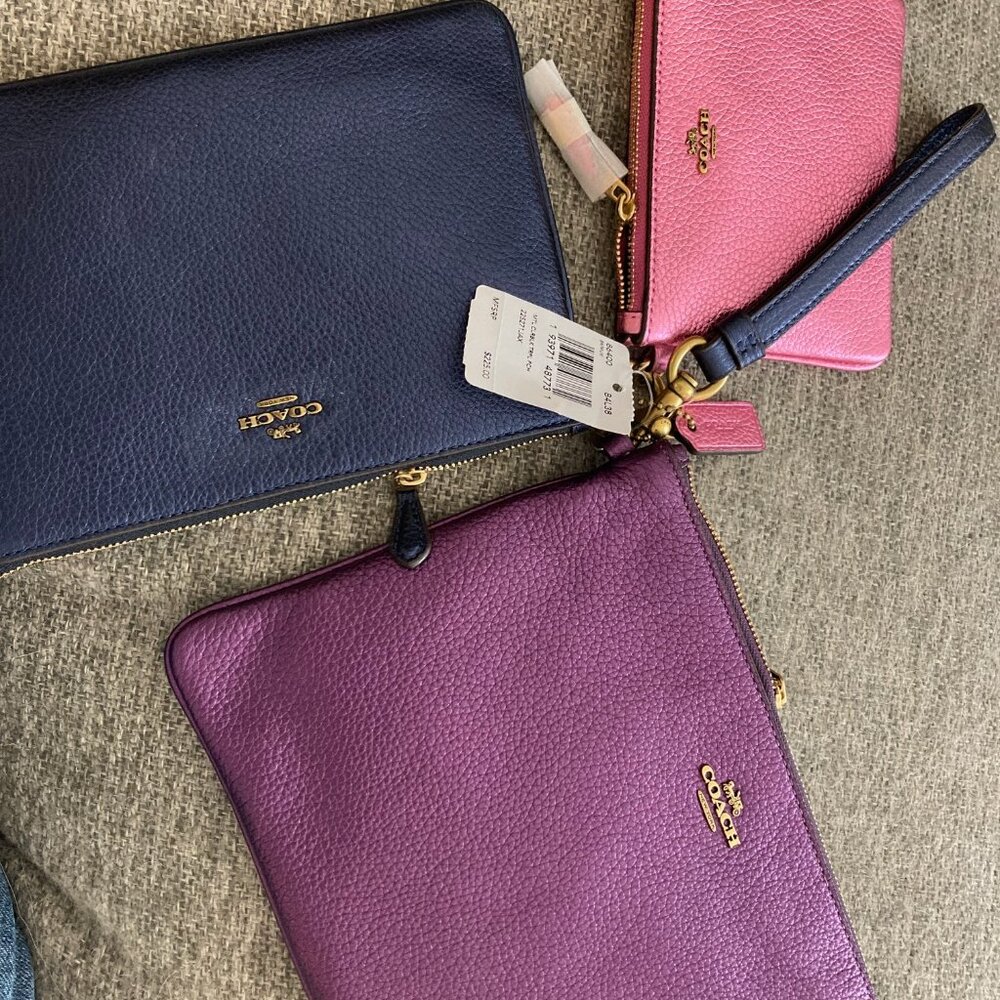 Coach Three-in-One Attached Pouches in Metallic sheen leather (new with tags)